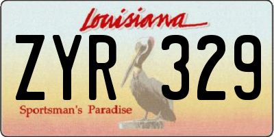 LA license plate ZYR329