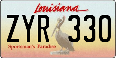 LA license plate ZYR330