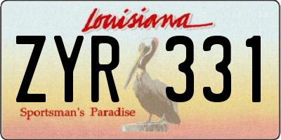 LA license plate ZYR331