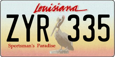 LA license plate ZYR335