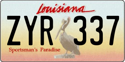 LA license plate ZYR337