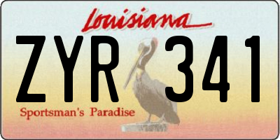 LA license plate ZYR341