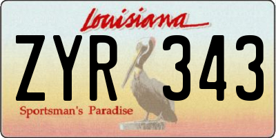 LA license plate ZYR343