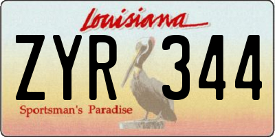 LA license plate ZYR344