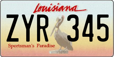 LA license plate ZYR345