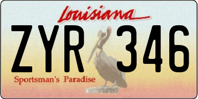 LA license plate ZYR346