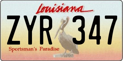LA license plate ZYR347