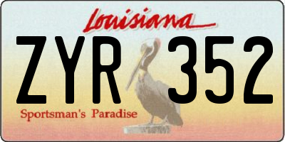 LA license plate ZYR352