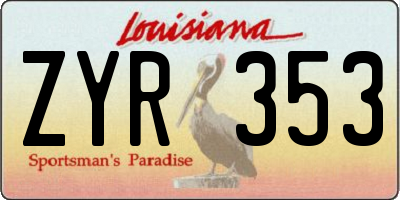LA license plate ZYR353