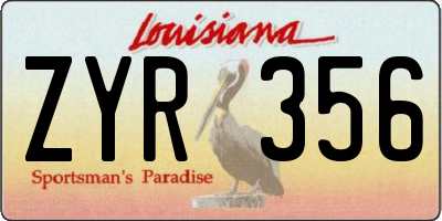 LA license plate ZYR356