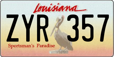 LA license plate ZYR357