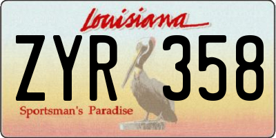 LA license plate ZYR358