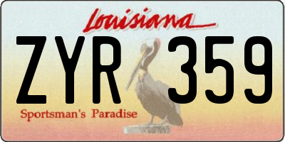 LA license plate ZYR359