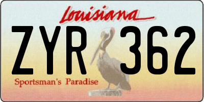 LA license plate ZYR362