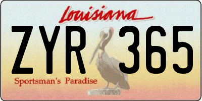 LA license plate ZYR365