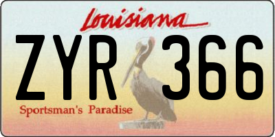 LA license plate ZYR366