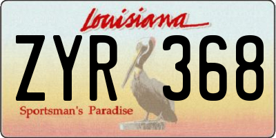 LA license plate ZYR368