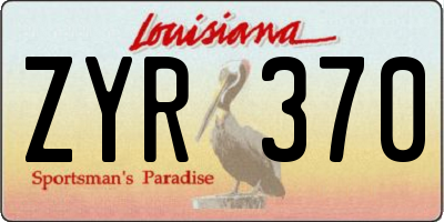 LA license plate ZYR370