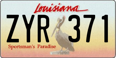 LA license plate ZYR371