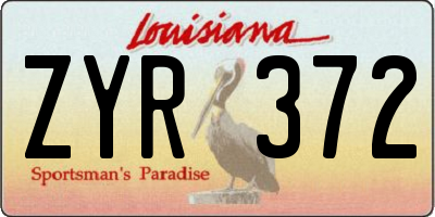 LA license plate ZYR372