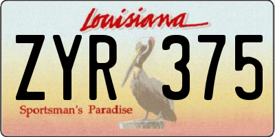 LA license plate ZYR375