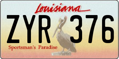 LA license plate ZYR376