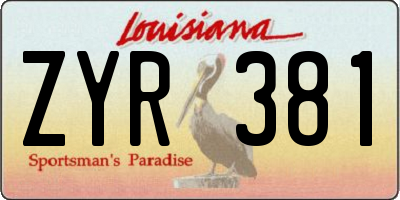 LA license plate ZYR381