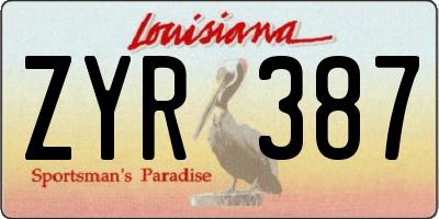 LA license plate ZYR387