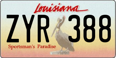 LA license plate ZYR388