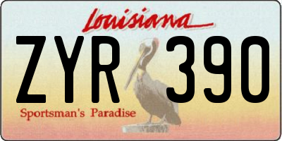 LA license plate ZYR390