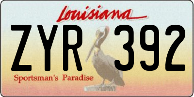 LA license plate ZYR392