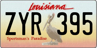 LA license plate ZYR395