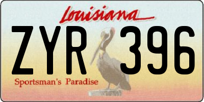 LA license plate ZYR396