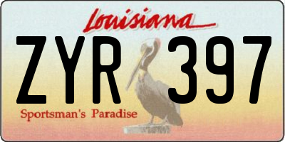 LA license plate ZYR397