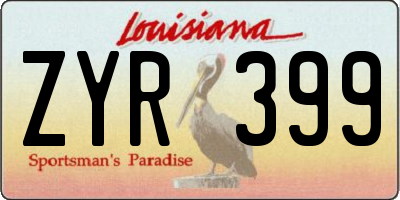 LA license plate ZYR399