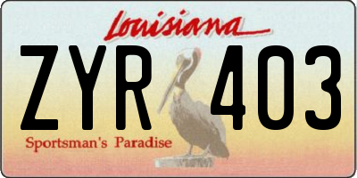 LA license plate ZYR403