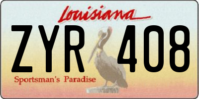 LA license plate ZYR408