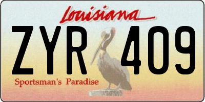 LA license plate ZYR409