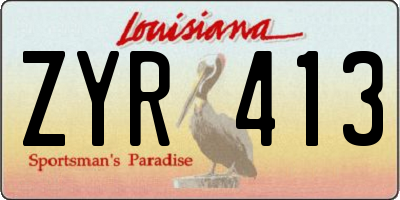 LA license plate ZYR413