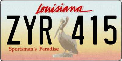 LA license plate ZYR415