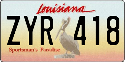 LA license plate ZYR418