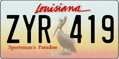 LA license plate ZYR419