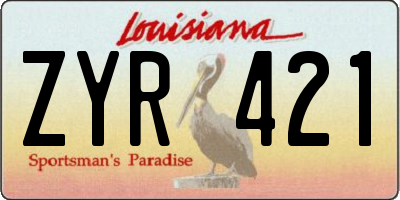 LA license plate ZYR421