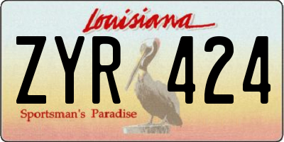 LA license plate ZYR424