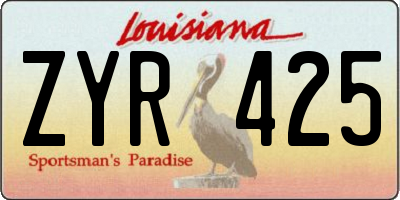 LA license plate ZYR425