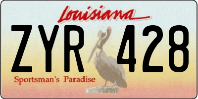 LA license plate ZYR428