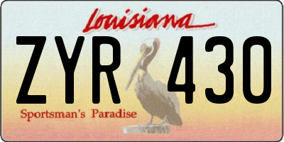 LA license plate ZYR430