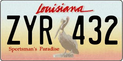 LA license plate ZYR432