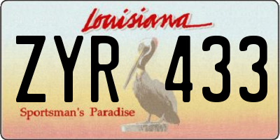 LA license plate ZYR433