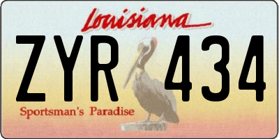 LA license plate ZYR434
